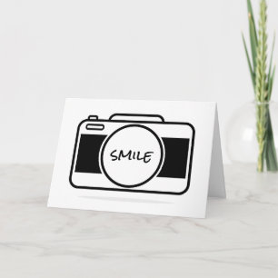 retro camera with smile text for birthday card