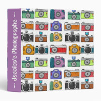 Retro Cameras Colourful Illustrated Pattern Photo