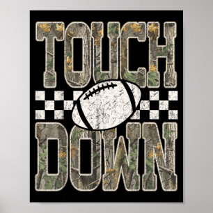 Retro Camo Chequered Football Touchdown Game Day Poster