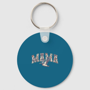 Retro Camo Duck Hunting Mama 1st Birthday Family M Keychain