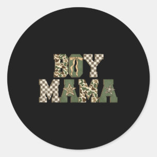 Retro camo hunting boy mom old camo mama mother's classic round sticker