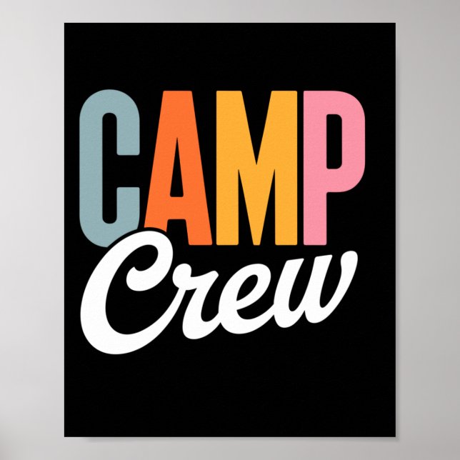 Retro camp crew summer camping funny friends poster (Front)