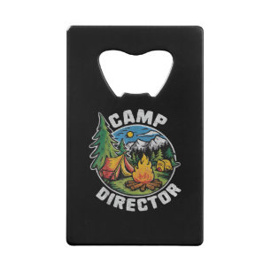 Retro Camp Director Camping Summer Camp Funny Camp Credit Card Bottle Opener