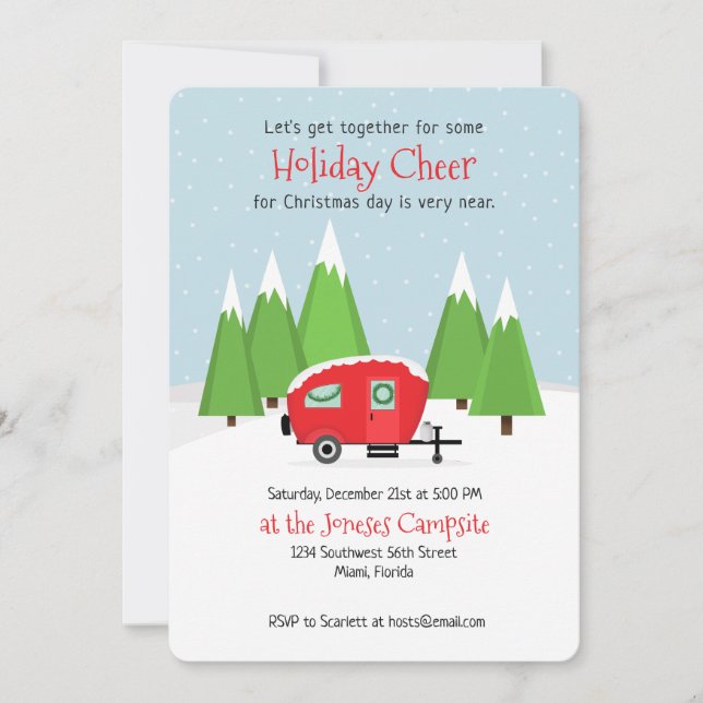 Retro Camper Christmas Invitation (Front)