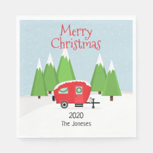 Retro Camper Christmas Napkin