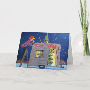 RETRO CAMPER COUPLE CHRISTMAS CARD