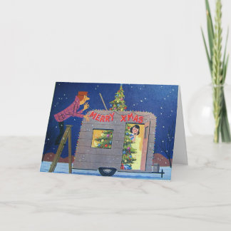 RETRO CAMPER COUPLE CHRISTMAS CARD