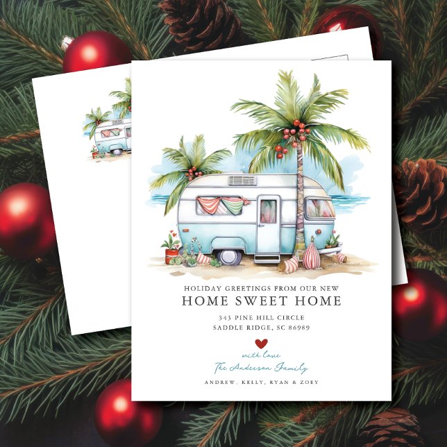 Retro Camper Holiday Moving Announcement Postcard (Creator Uploaded)