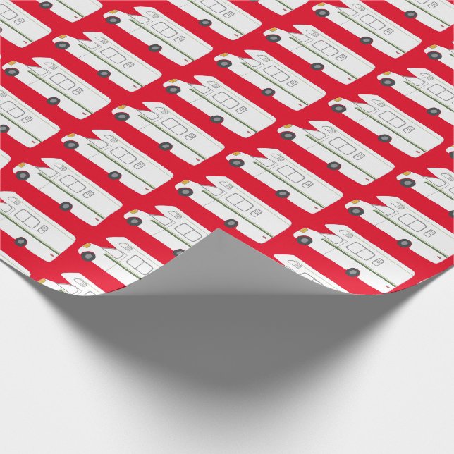 Retro Camper Motorhome green red Christmas Wrapping Paper (Corner)