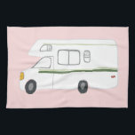 Retro Camper Motorhome RV pink kitchen towel<br><div class="desc">Decorate your kitchen with this cool towel. Makes a great housewarming or anniversary gift! 
You can customize it and add text too.
Check my shop for lots more colours and patterns plus matching kitchen stuff!</div>