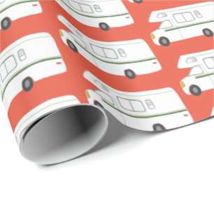 Retro Camper Motorhome RV red wrapping paper