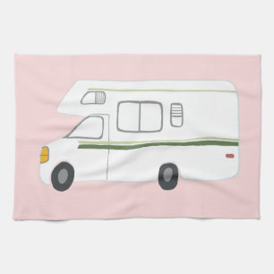 Retro Camper Motorhome RV serviette de cuisine ros