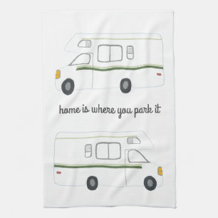 Retro Camper Motorhome RV Vanlife Green Kitchen Towel