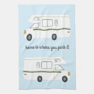Retro Camper Motorhome RV Vanlife Green Kitchen Towel