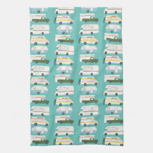 Retro Camper Motorhome RV Vanlife Teal Kitchen Towel
