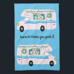 Retro Camper Motorhome RV Vanlife Xmas Kitchen Towel<br><div class="desc">Decorate your kitchen with this cool towel. Makes a great housewarming or anniversary gift! 
You can customize it with your own text too.
Check my shop for lots more colours and patterns plus matching kitchen stuff!</div>