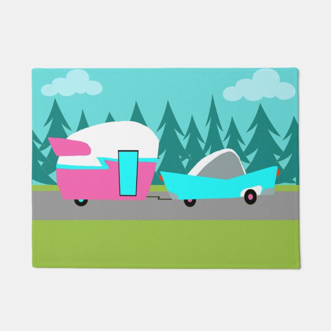 Retro Camper / Trailer and Car Door Mat (Front)