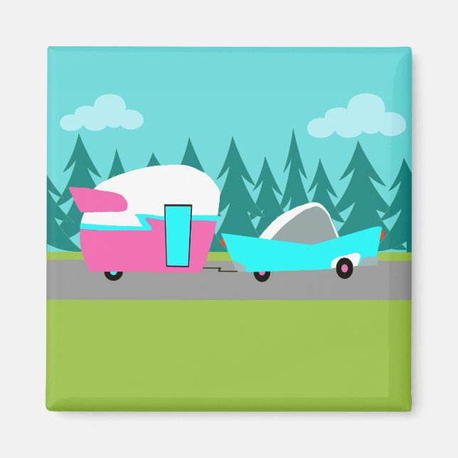 Retro Camper / Trailer and Car Magnet (Front)