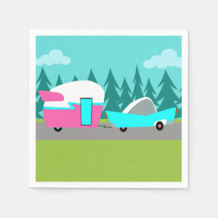 Retro Camper / Trailer and Car Paper Napkins
