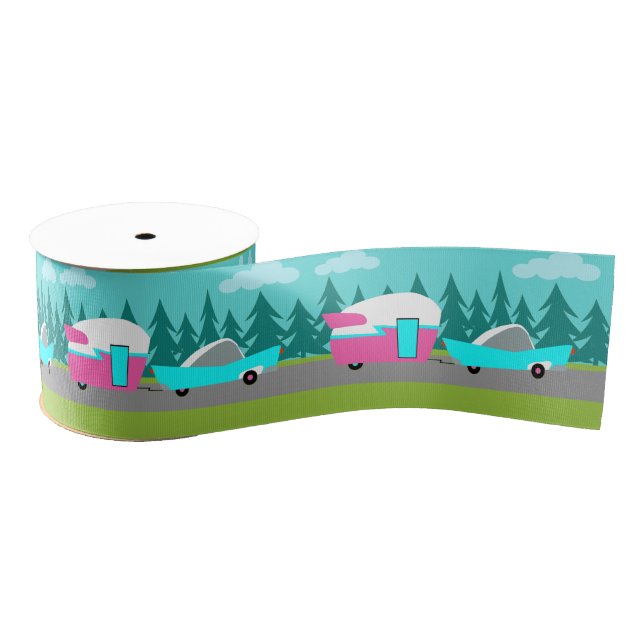 Retro Camper / Trailer and Car Ribbon Grosgrain Ribbon (Spool)