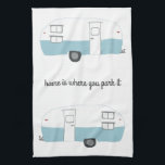 Retro Camper Trailer RV Motorhome Vanlife Kitchen Towel<br><div class="desc">Decorate your kitchen with this cool towel. Makes a great housewarming or anniversary gift! 
You can customize it and add text too.
Check my shop for lots more colours and patterns plus matching kitchen stuff!</div>