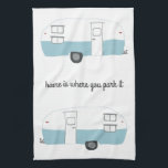 Retro Camper Trailer RV Motorhome Vanlife Kitchen Towel<br><div class="desc">Decorate your kitchen with this cool towel. Makes a great housewarming or anniversary gift! 
You can customize it and add text too.
Check my shop for lots more colours and patterns plus matching kitchen stuff!</div>