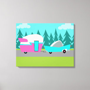 Retro Camper / Trailer Stretched Canvas Print