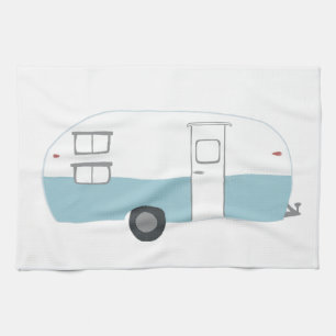 Retro Camper Trailer white kitchen towel
