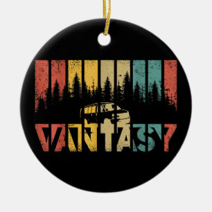 Retro Camper Van Life - Vintage Vanlife Ceramic Ornament