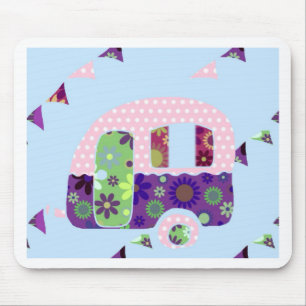 Retro camper vintage caravan shabbychic mouse pad