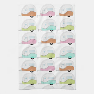 Retro Campers in Pastels Kitchen Towel