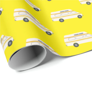 Retro Campervan Motorhome RV Van Yellow Wrapping Paper