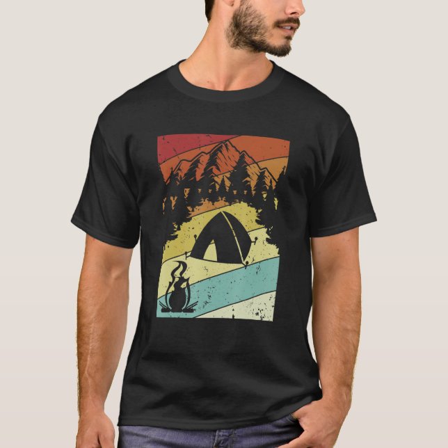 Retro Campgrounds Glamping Backpacking Camper Camp T-Shirt (Front)