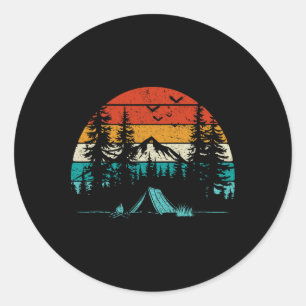 Retro Camping Adventure Wanderlust Nature Outdoors Classic Round Sticker