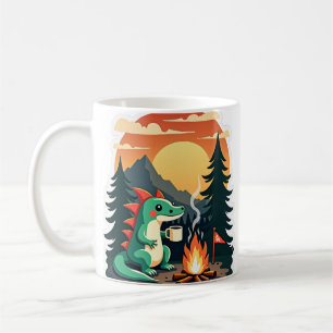 Retro Camping Axolotl Campfire Pine Tree Wildernes Coffee Mug