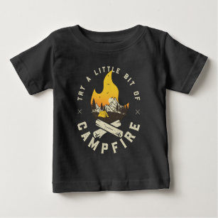 Retro Camping Camper Campfire Sunset Mountains Baby T-Shirt