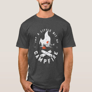 Retro Camping Camper Campfire Sunset Mountains T-Shirt