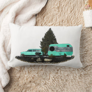 Retro Camping Car Trailer Nomad Lumbar Pillow