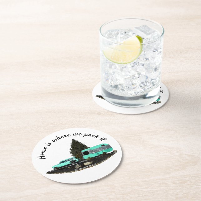 Retro Camping Car Trailer Paper Coaster (Insitu)