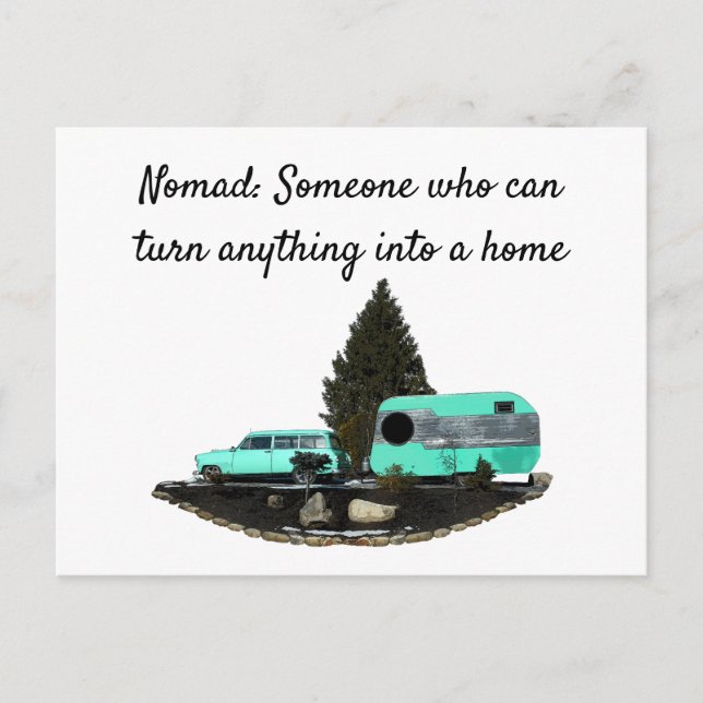 Retro Camping Car Trailer Postcard (Front)