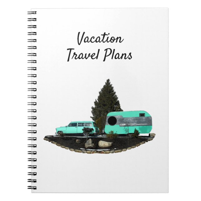 Retro Camping Car Trailer Spiral Notebook (Front)
