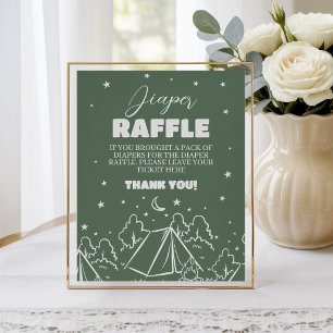 Retro Camping Diaper Raffle Table Sign 8x10