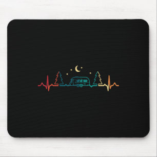 Retro Camping Heartbeat Nature Camper Hiking Men W Mouse Pad