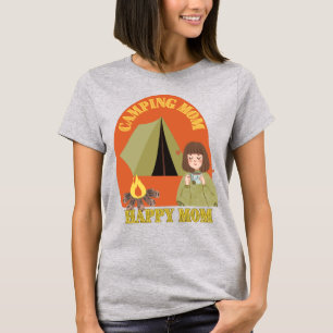 retro camping mom drinking tea - mom camper T-Shirt
