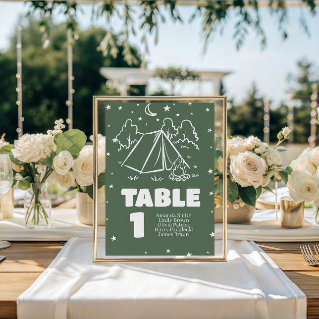 Retro Camping Shower Table Numbers Sign (Creator Uploaded)