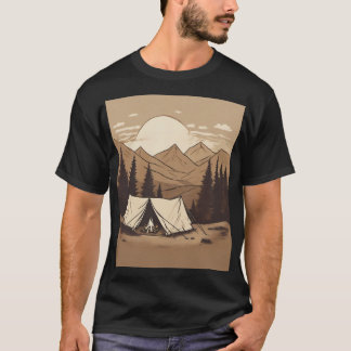Retro Camping Tent Outdoors Hiking Adventure Natur T-Shirt