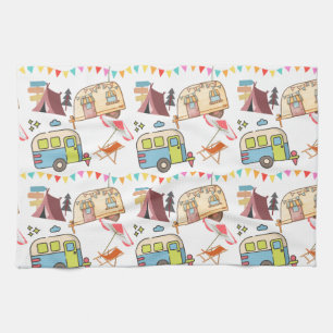 Retro Camping theme Kitchen Towel