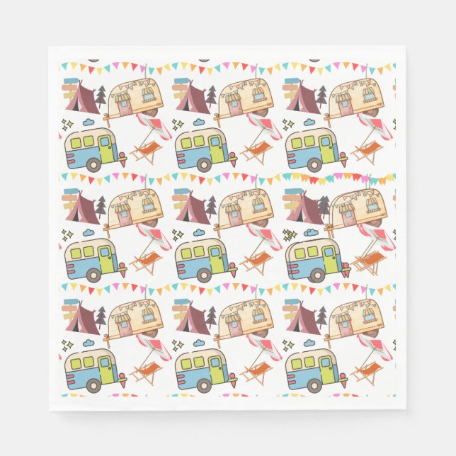 Retro Camping theme Napkin (Front)