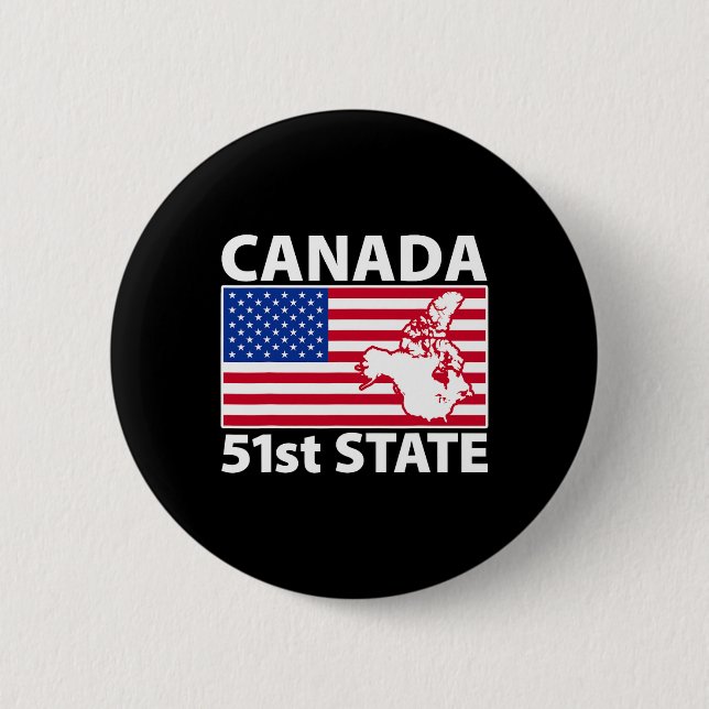 Retro Canada 51st State American Flag Trump 2025 M 2 Inch Round Button (Front)