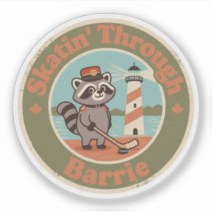 Retro Canadian Raccoon Barrie Hockey